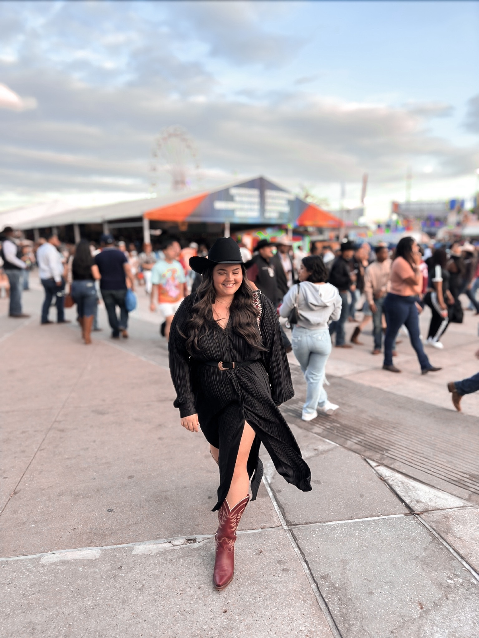 Country concert outfit. Rodeo outfit. Houston rodeo. Western outfit. Midi dress. Plisse midi dress. Red cowboy boots. Western belt. Western style

Dress runs oversized! Size down 1-2 sizes 

Hat is from Stetson

#LTKstyletip #LTKmidsize #LTKSeasonal