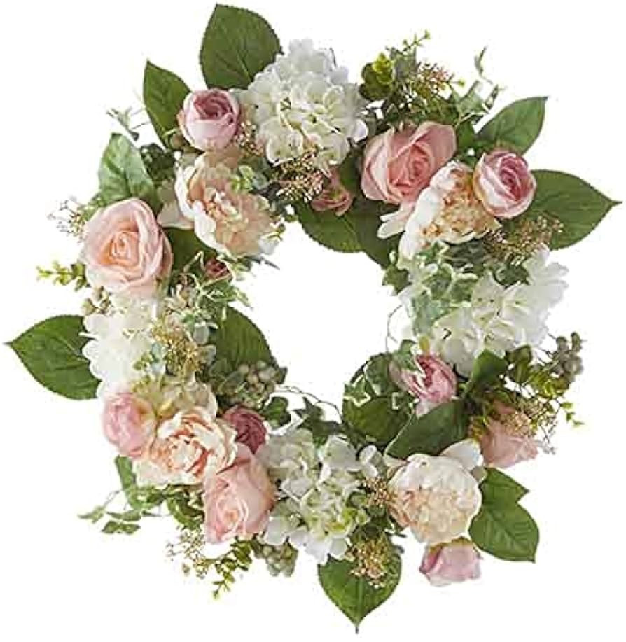 RAZ Imports The Cottage 24" Rose and Hydrangea Wreath | Amazon (US)