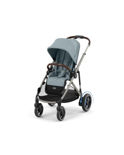 Cybex e-Gazelle S Electronic Assist Stroller – Gazelle S Single-to-Double Electric Stroller, Smart Assist, Rocking Mode, 20+ Configurations & Compact Fold, Stormy Blue with Taupe Frame | Amazon (US)