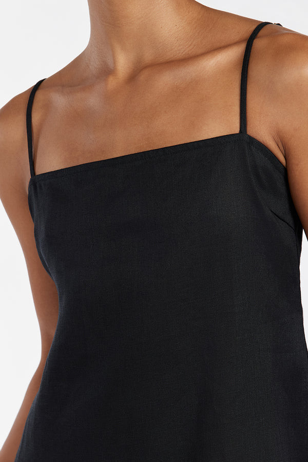 JEM BLACK LINEN MAXI DRESS | DISSH