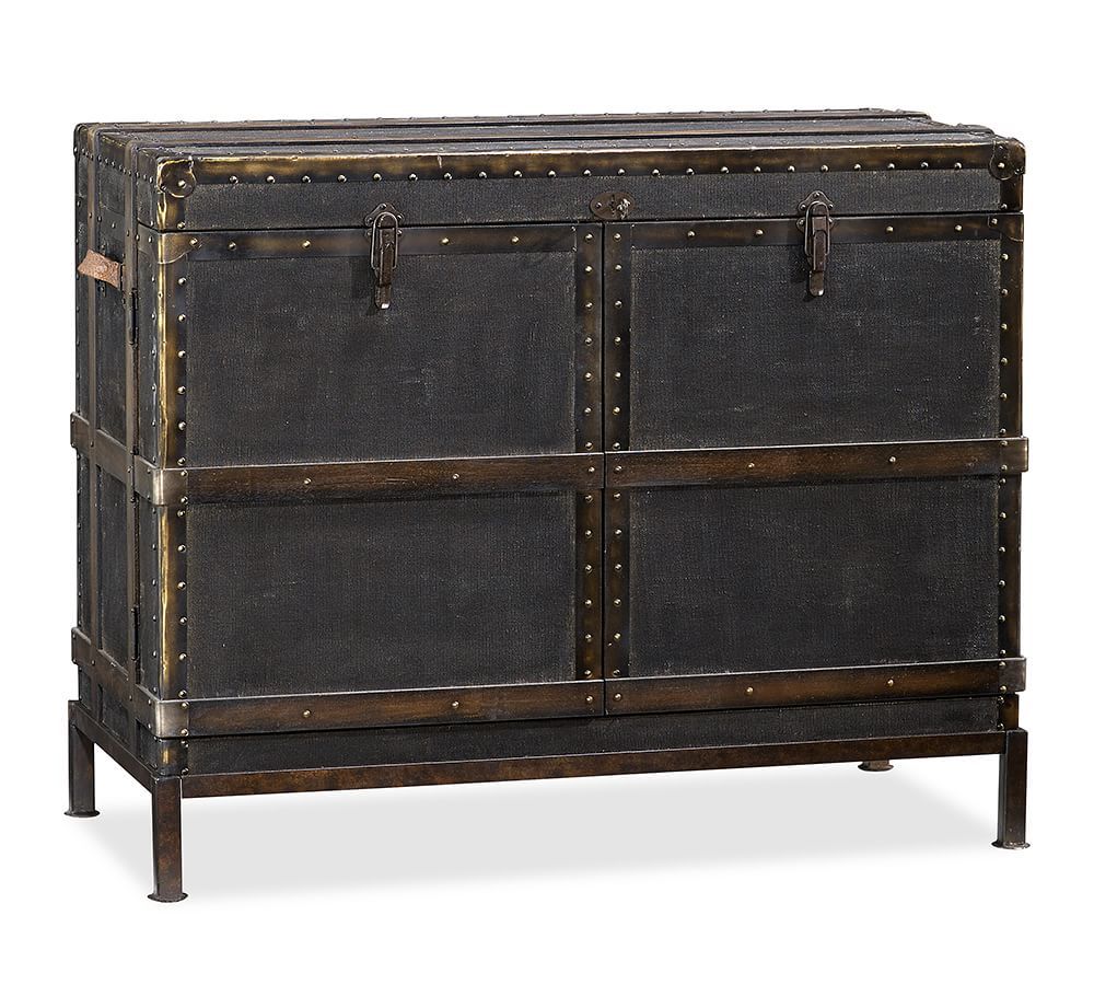 Ludlow 44.5&amp;quot; Trunk Bar Cabinet, Black | Pottery Barn (US)