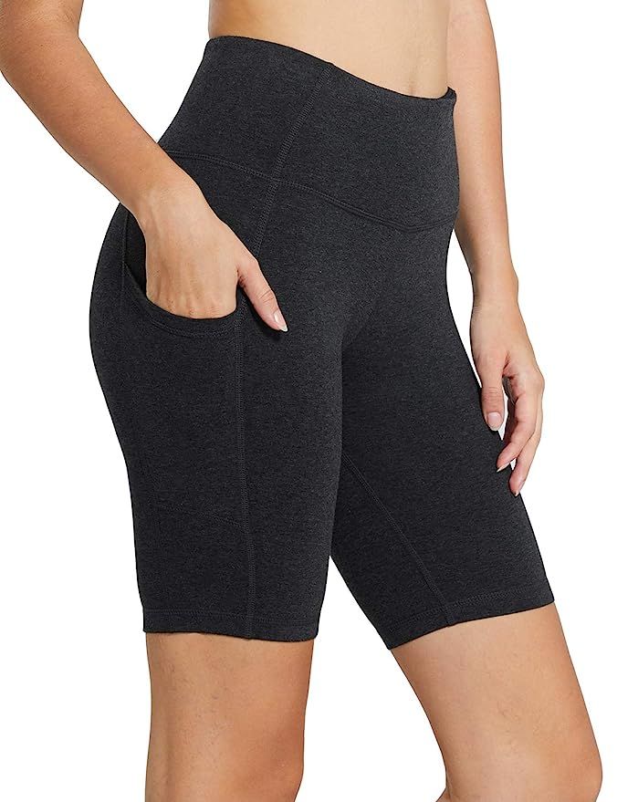 Baleaf Women's 8" / 5" High Waist Workout Yoga Running Compression Shorts Tummy Control Side Pockets | Amazon (US)