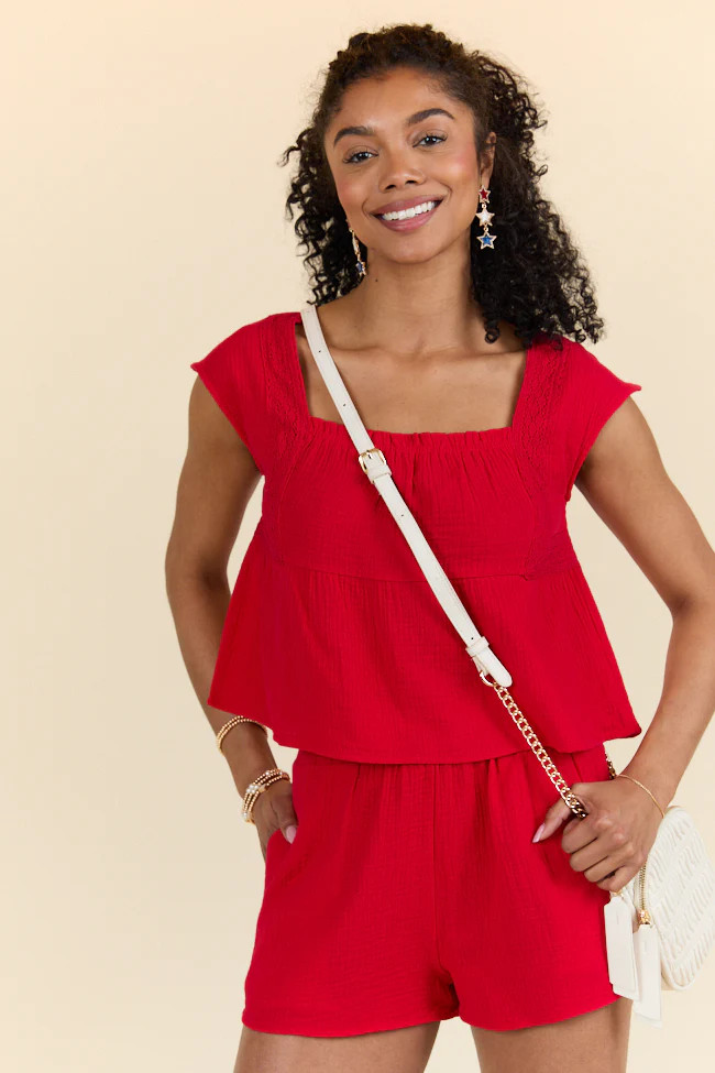 Choose Kindness Red Gauze Top and Shorts Set | Pink Lily