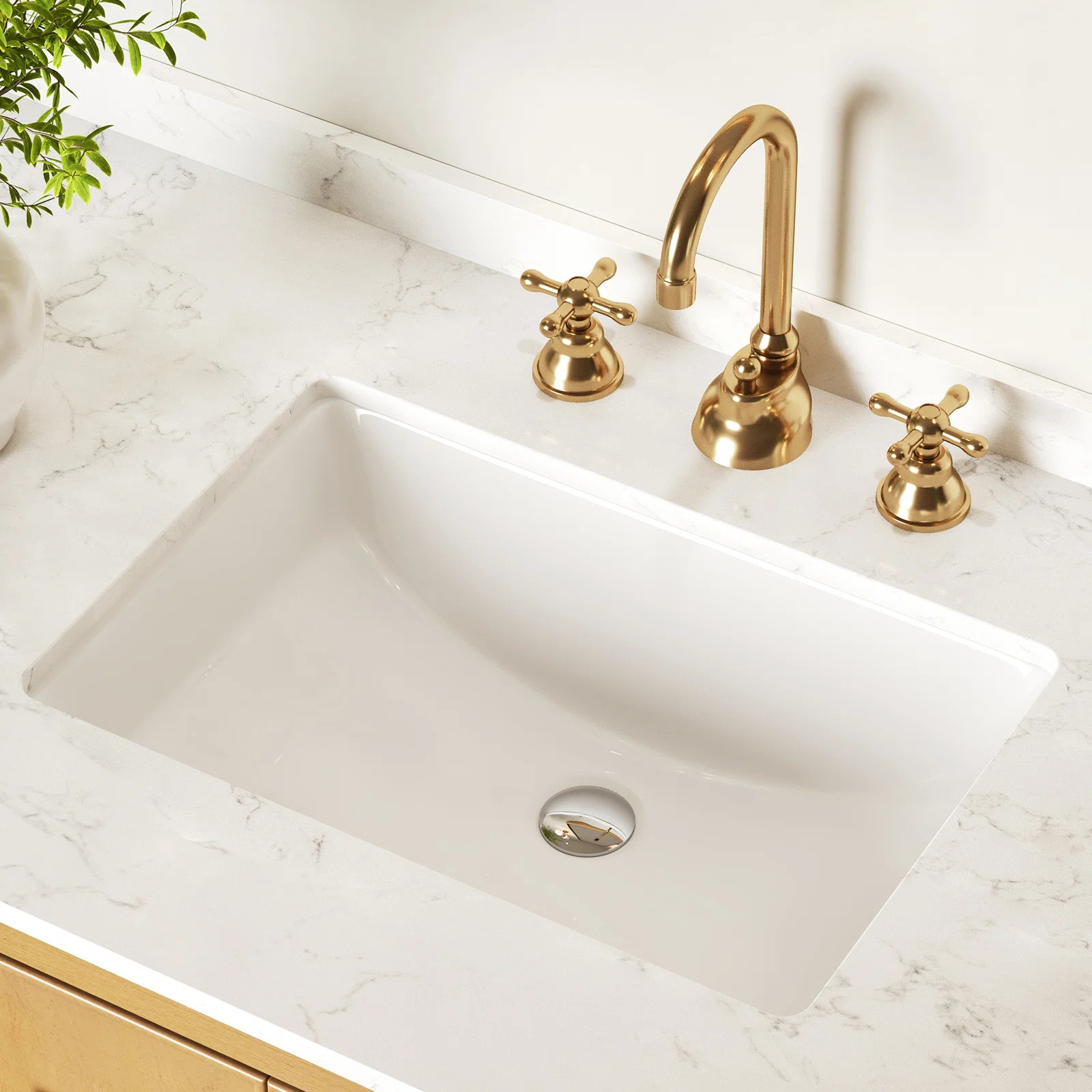 DeerValley Ally 21" x 15'' Undermount Bathroom Sink, Rectangular Bathroom Sink with Overflow DV-1... | Wayfair North America