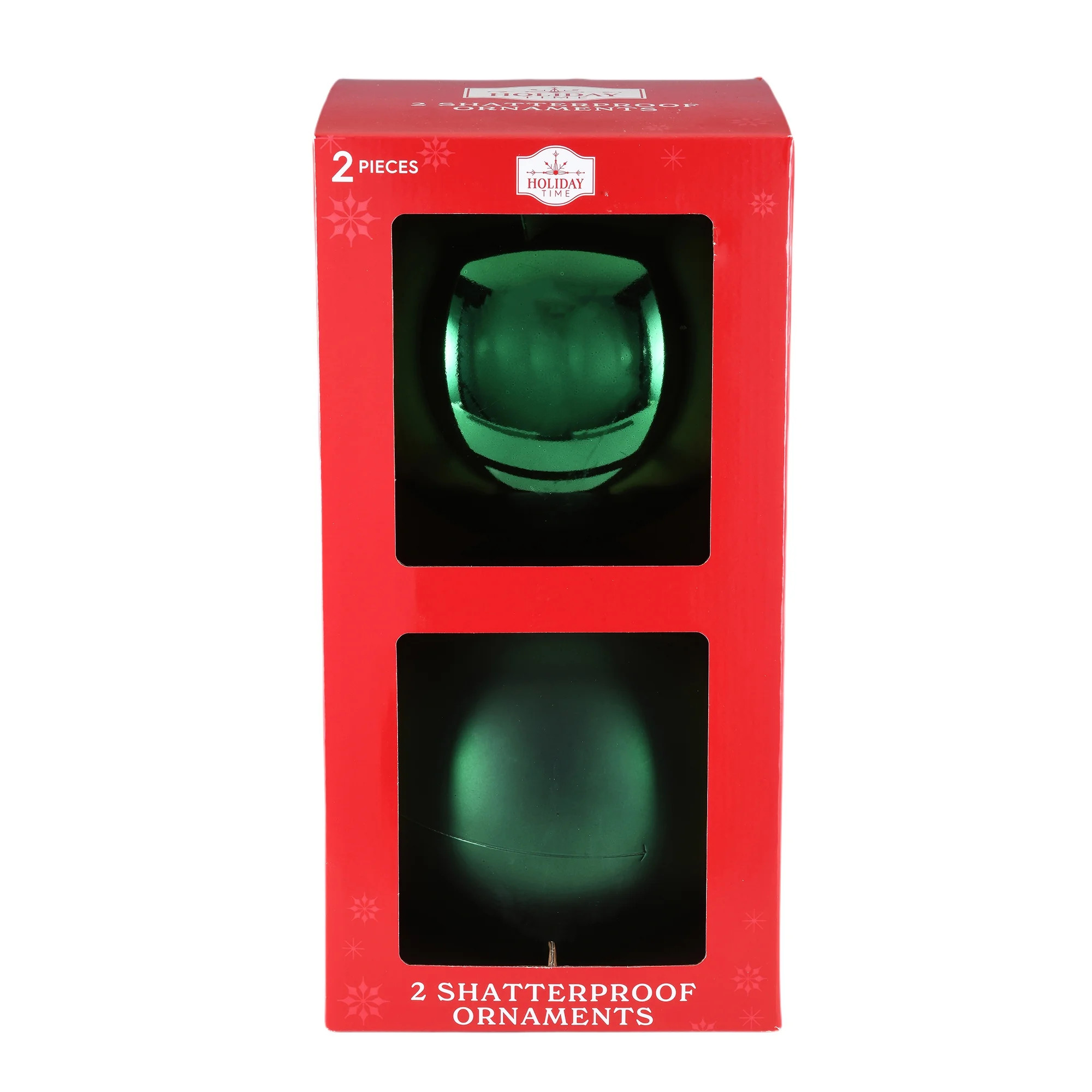 2-Count Green Jumbo Shatterproof Christmas Ornaments, 7.8 in, by Holiday Time | Walmart (US)