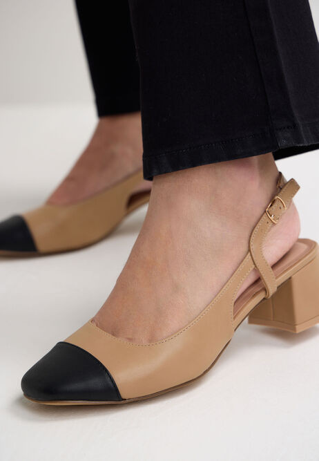 Womens Camel & Black Two Tone Sling Back Mary Jane Shoes | Peacocks
