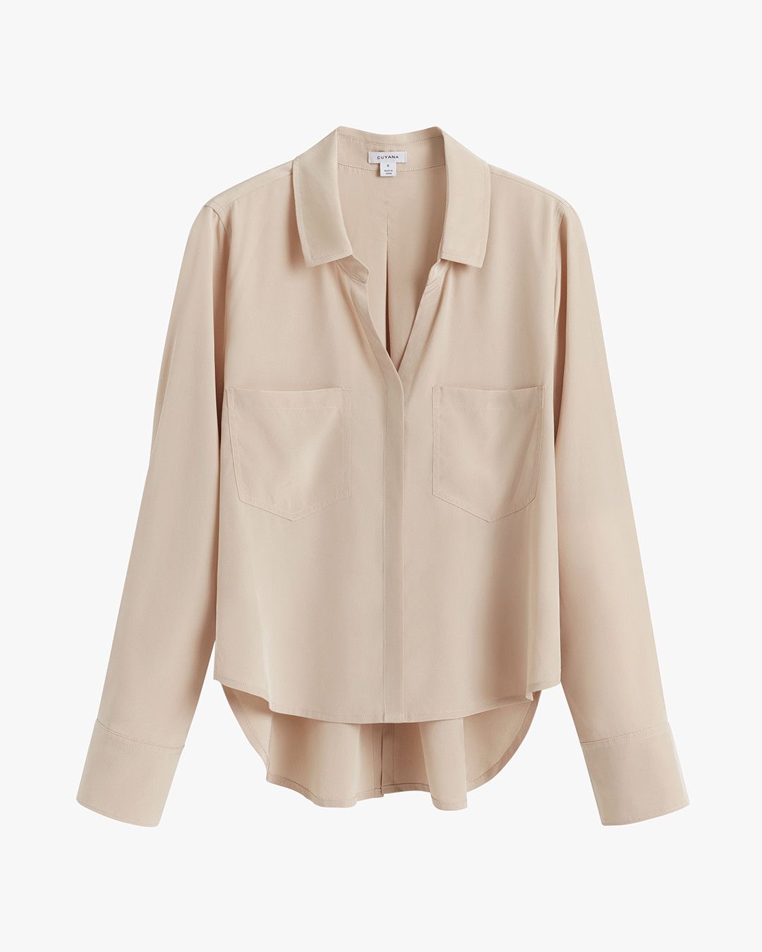 Silk Pocket Front Cropped Shirt | Cuyana