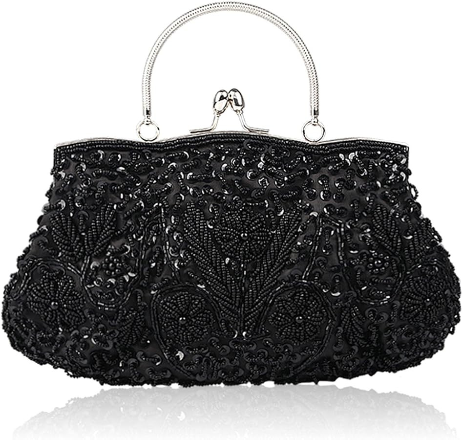 Simcat Beaded Sequin Flower Evening Purse Large Clutch Bag | Amazon (US)