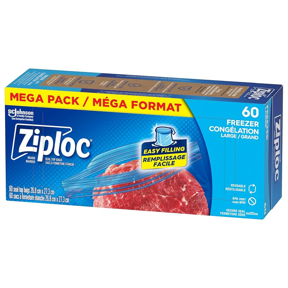 Ziploc Large Food Storage Freezer Bags, Grip 'n Seal Technology for Easier Grip, Open and Close, ... | Amazon (CA)