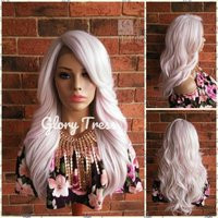 Curly Lace Front Wig, Wigs, Glory Tress, White Wig With Pink Highlights, Cosplay Halloween Wig// Salvation | Etsy (US)