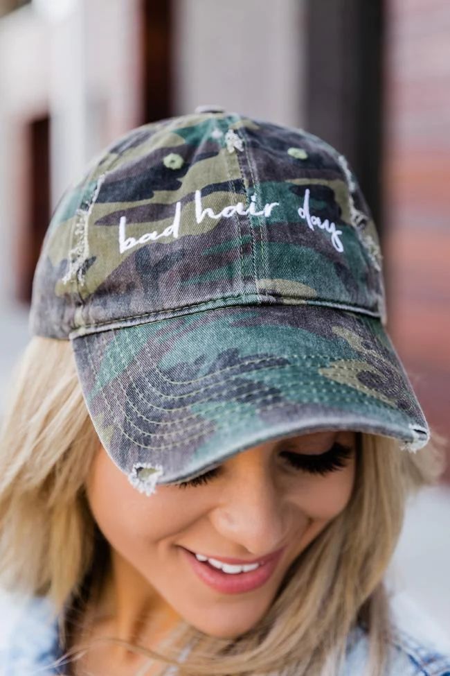 Camo Embroidered Baseball Hat | The Pink Lily Boutique