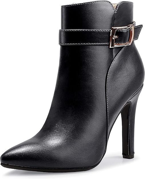 IDIFU Women's DANA Pointed Toe Stiletto High Heels Ankle Booties Side zipper Short Boots With Met... | Amazon (US)