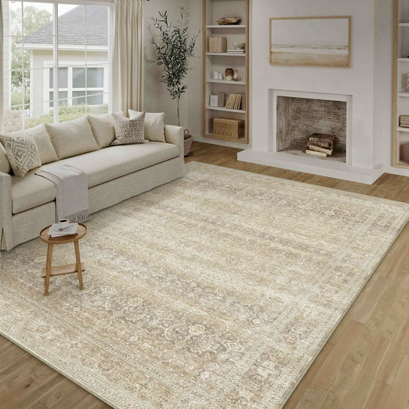 BERTHMEER 8'x10' Area Rugs for Living Room Vintage Beige Rugs for Bedroom Office Machine Washable... | Walmart (US)