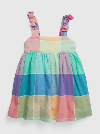 Baby Linen-Cotton Spring Plaid Dress | Gap (US)