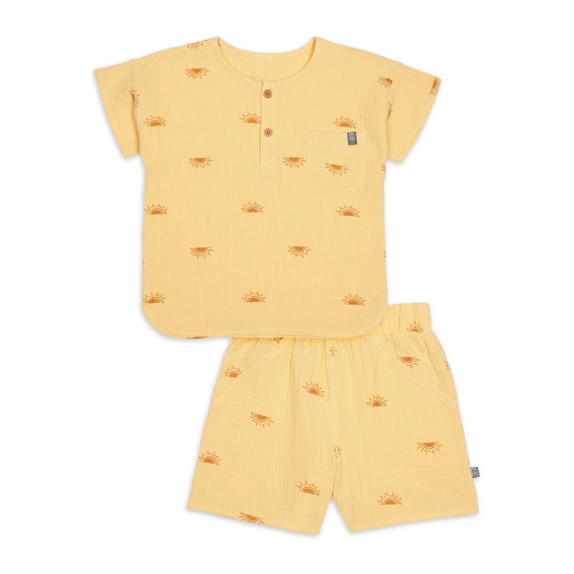 Modern Moments by Gerber Toddler Boy Casual Gauze Henley Tee and Short Set, Sizes 12M-5T | Walmart (US)