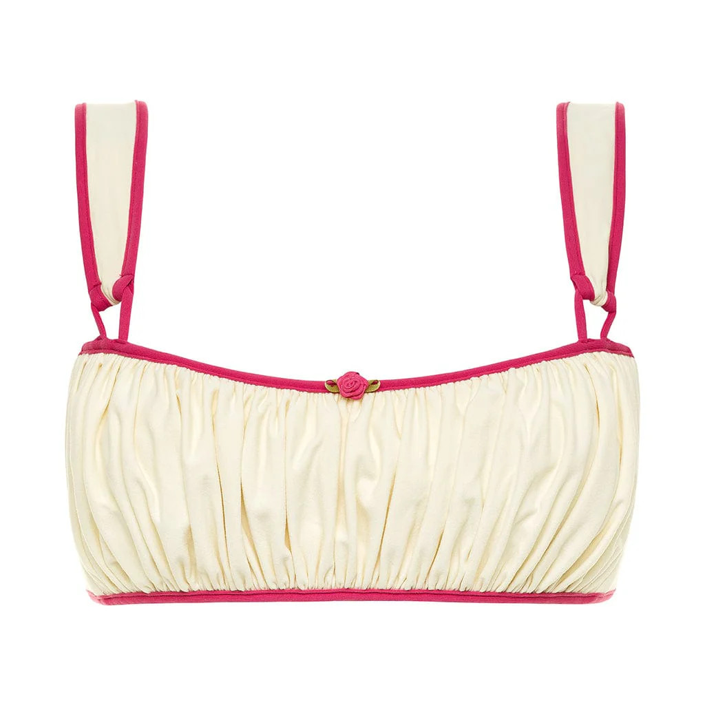 Cream Raspberry Binded Victoria Bikini Top | Montce