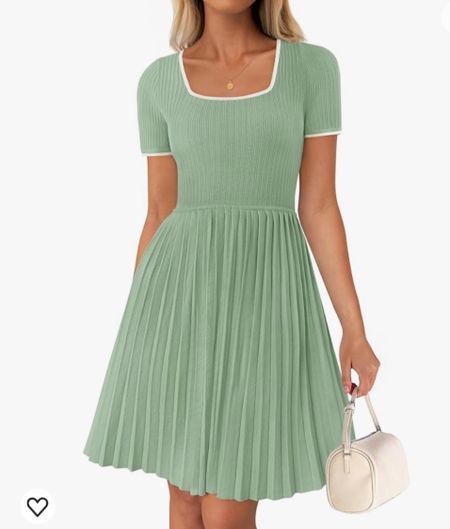 Square Neck Color Block Pleated Mini Dress Short Sleeve A Line Knit Short Dresses

#LTKSaleAlert #LTKFindsUnder50 #LTKSeasonal