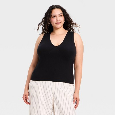 Women's V-Neck Tank Top - A New Day™ Black 1X | Target