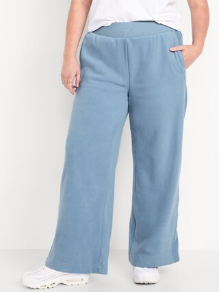 Extra High-Waisted Microfleece Wide-Leg Sweatpants Plus extended petite tall size soft Athleisure | Old Navy (US)