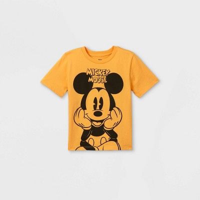 Toddler Boys' Mickey Mouse Short Sleeve Graphic T-Shirt - Gold | Target