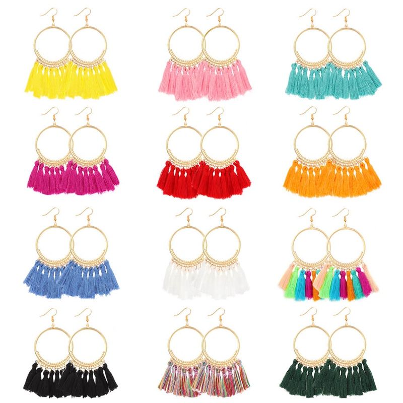 AkoaDa 12 Pairs Bohemia Tassel Earrings Vintage Dangle Earrings Fish Hook Earrings for Women Girl... | Walmart (US)