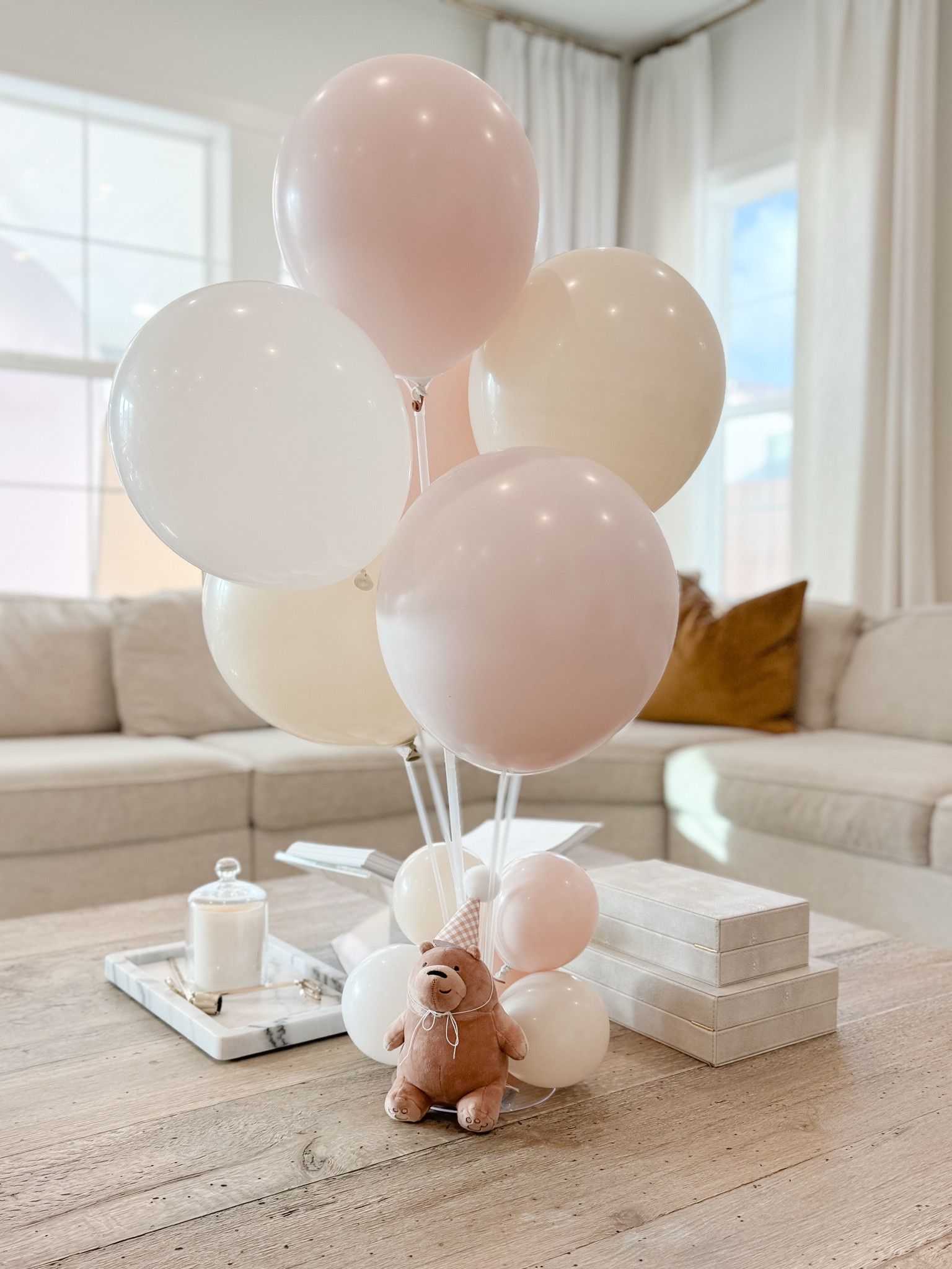 Love these balloon stands! So much more affordable than buying helium and they're reusable! We just packed our up and plan to use them again for future parties