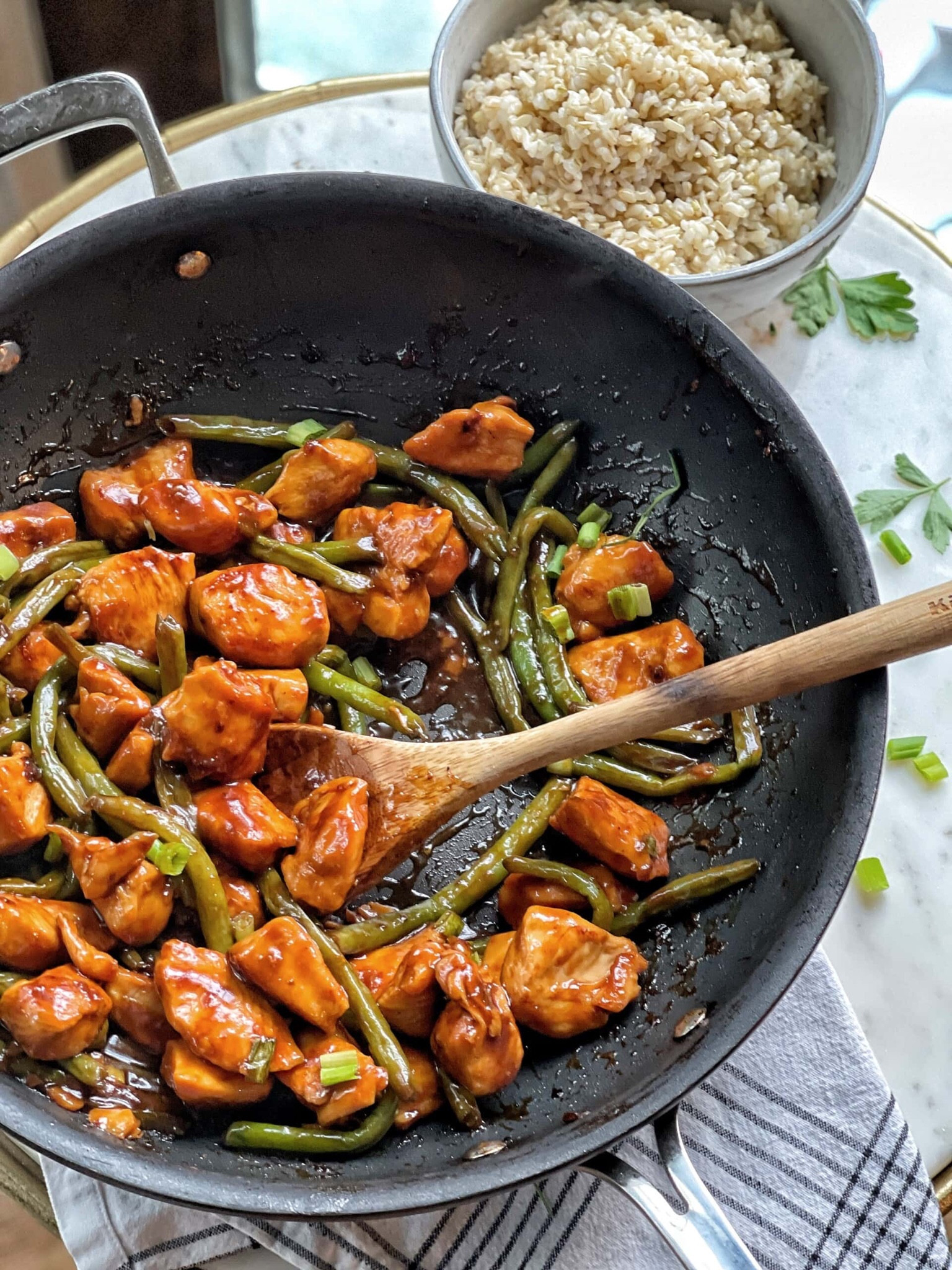 A wok pan is a kitchen essential for me, especially when cooking Asian-inspired meals. A nonstick wok is a deep round-bottomed cooking pan. Wok pans are deeper and their sides slope so they trap in more heat to cook food quicker. Kitchen musthaves, stovetop, bowls, wedding gift, gift idea, nonstick pans, cooking. Healthy Chicken and String Bean Stir Fry: full recipe on www.sweetsavoryandsteph.com

#LTKhome #LTKfindsunder50 #LTKfamily
