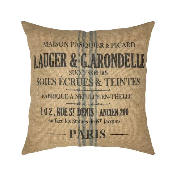 Grainsack Burlap Pillow I 18 x 18 French Farmhouse | Etsy | Etsy (US)