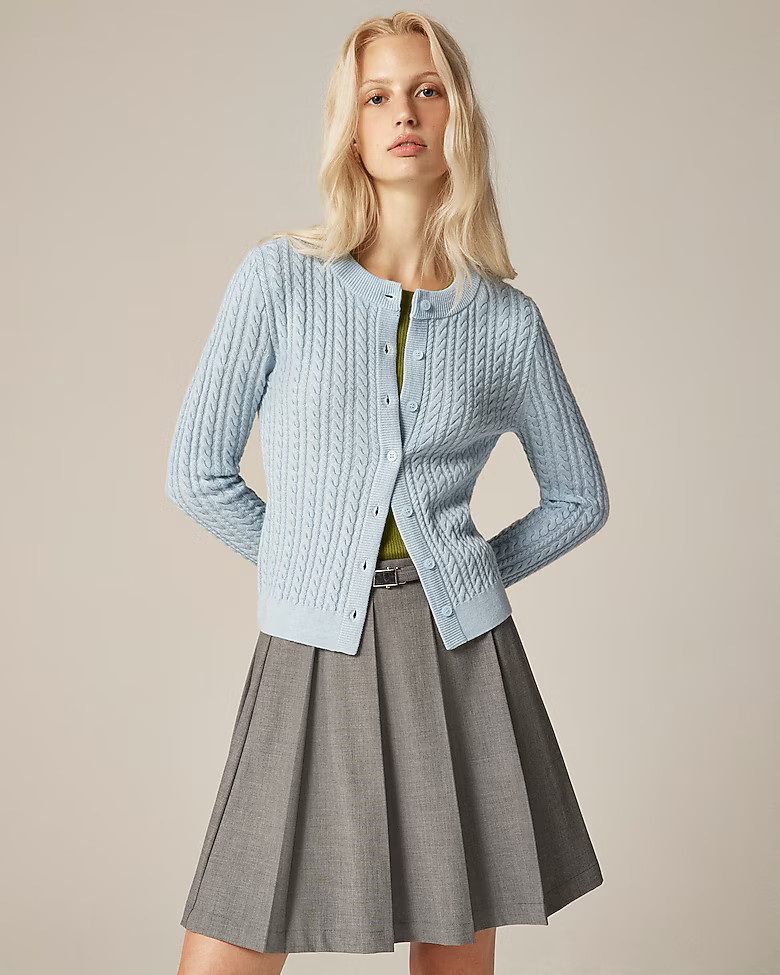 Cable-knit crewneck cardigan in merino wool | J. Crew US