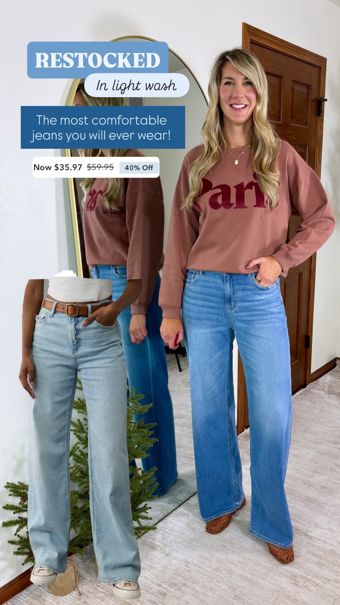 Wearing my true 8 extra long and true medium in sweatshirt. 
Super soft lightweight denim with a relaxed wide leg fit. So comfy for jeans! 
Sweatshirt crewneck is long arm approved! 

#LTKFindsUnder50 #LTKSaleAlert #LTKTall #LTKSaleAlert #LTKTall