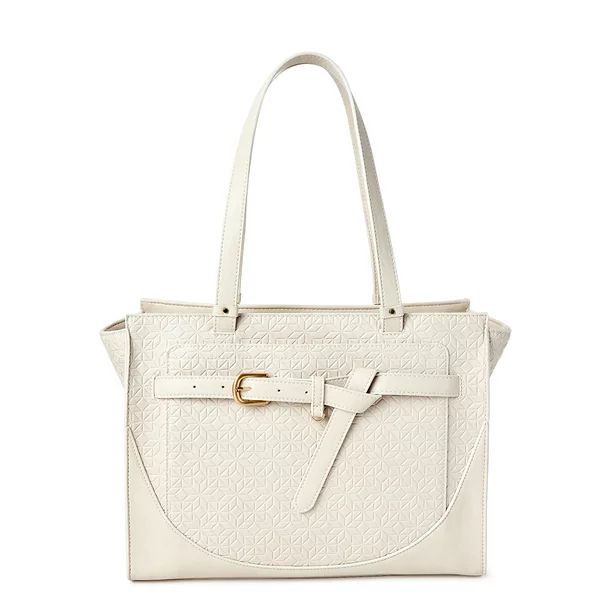 Time and Tru Women's Kara Contemporary Satchel Tote Handbag, Papyrus Beige - Walmart.com | Walmart (US)