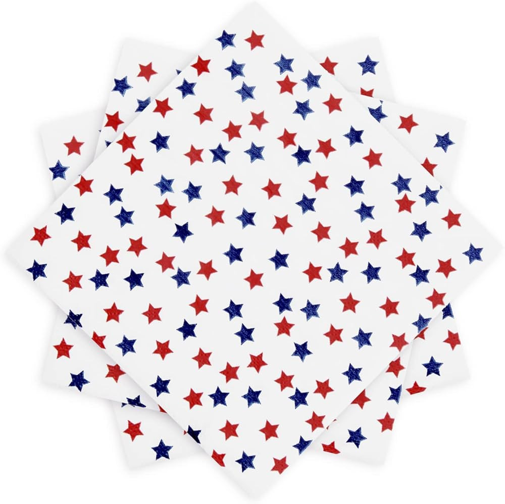 Patriotic Party Supplies 4th of JULY paper napkins 60Count 6.5 x 6.5 inch Americana Stars Cocktai... | Amazon (US)