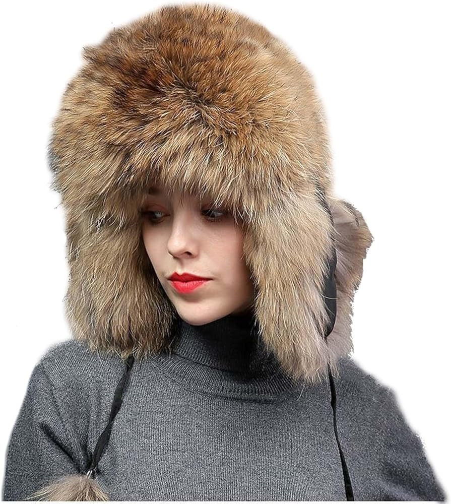 Women's Leopard Faux Fur Earflap Hats Fluffy Bucket Hat Russian Style Trapper Hat Winter Ushanka ... | Amazon (US)
