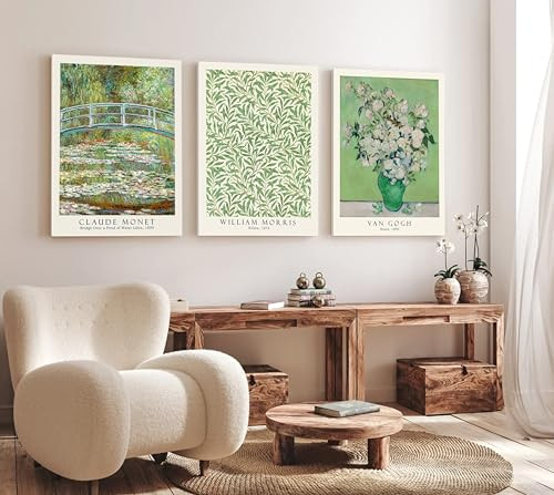 Induslyfe Large Framed Grass Wall Art Canvas Decor Set of 3, Matisse Wall Art Framed Prints Posters Mid Century Modern Art, Aesthetic Floral Botanical wall art for bedroom, living room, bathroom 18x24 | Amazon (US)
