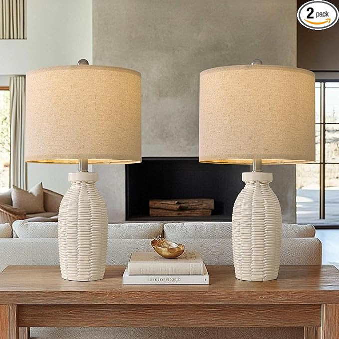 22.75" Table Lamps for Bedroom Living Room Boho Lamp Set of 2 Farmhouse Lamp Bedside Nightstand S... | Amazon (US)