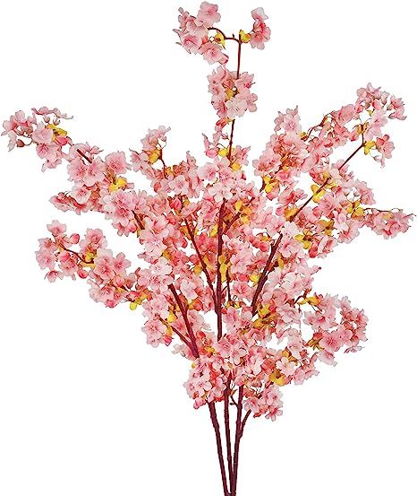 Ahvoler Cherry Blossom Flowers Artificial Silk Tall Cherry Blossom Tree Stems Vase Arrangements f... | Amazon (US)