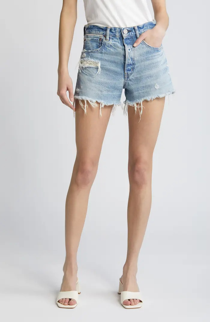 MOUSSY Ridgemere High Waist Ripped Denim Cutoff Shorts | Nordstrom | Nordstrom