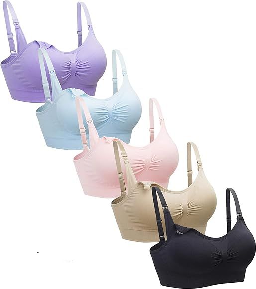 Suekaphin 5PACK Nursing Bra Wireless Bra Women's Sleeping Maternity Bra Breastfeeding Bra | Amazon (US)