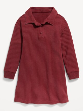 Long-Sleeve Collared Rib-Knit Dress for Toddler Girls | Old Navy (CA)