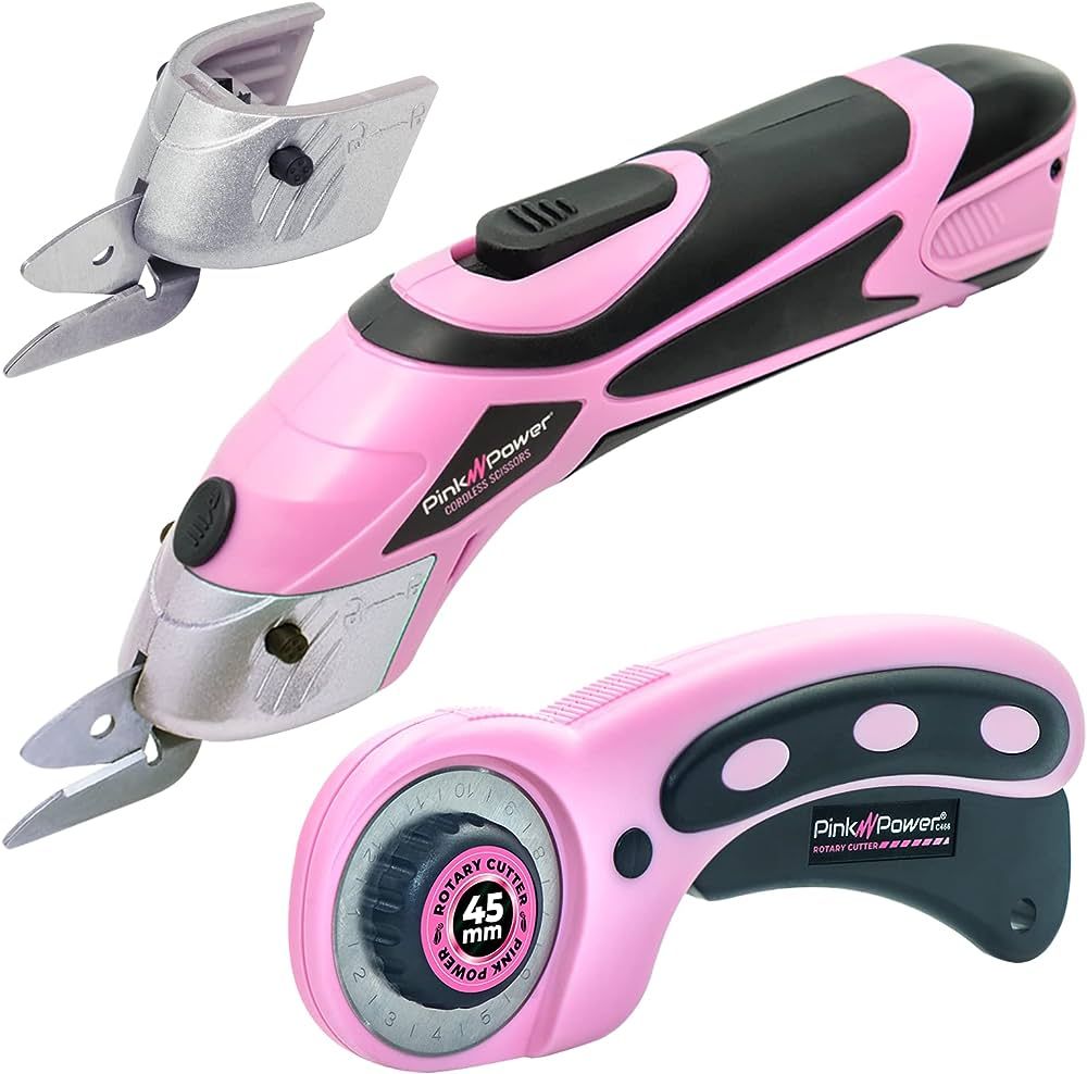Pink Power Electric Fabric Scissors for Crafts, Sewing, Cardboard, Carpet & Scrapbooking - Heavy ... | Amazon (US)