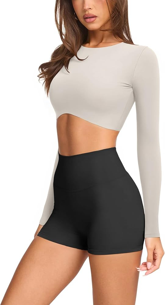 LASLULU Womens Sexy Double Lined Long Sleeve Shirts Crewneck Workout Tops Athletic Yoga Shirts Go... | Amazon (US)