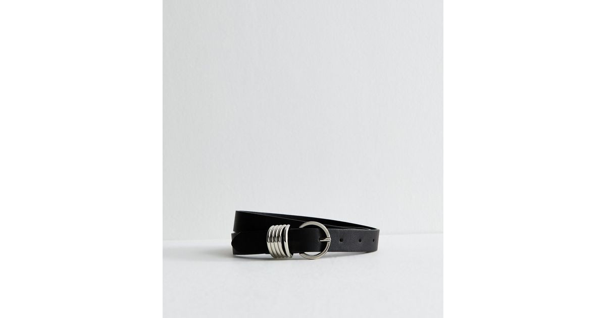 Black Faux Leather Multi Ring Keeper Detail Belt | New Look | New Look (UK)
