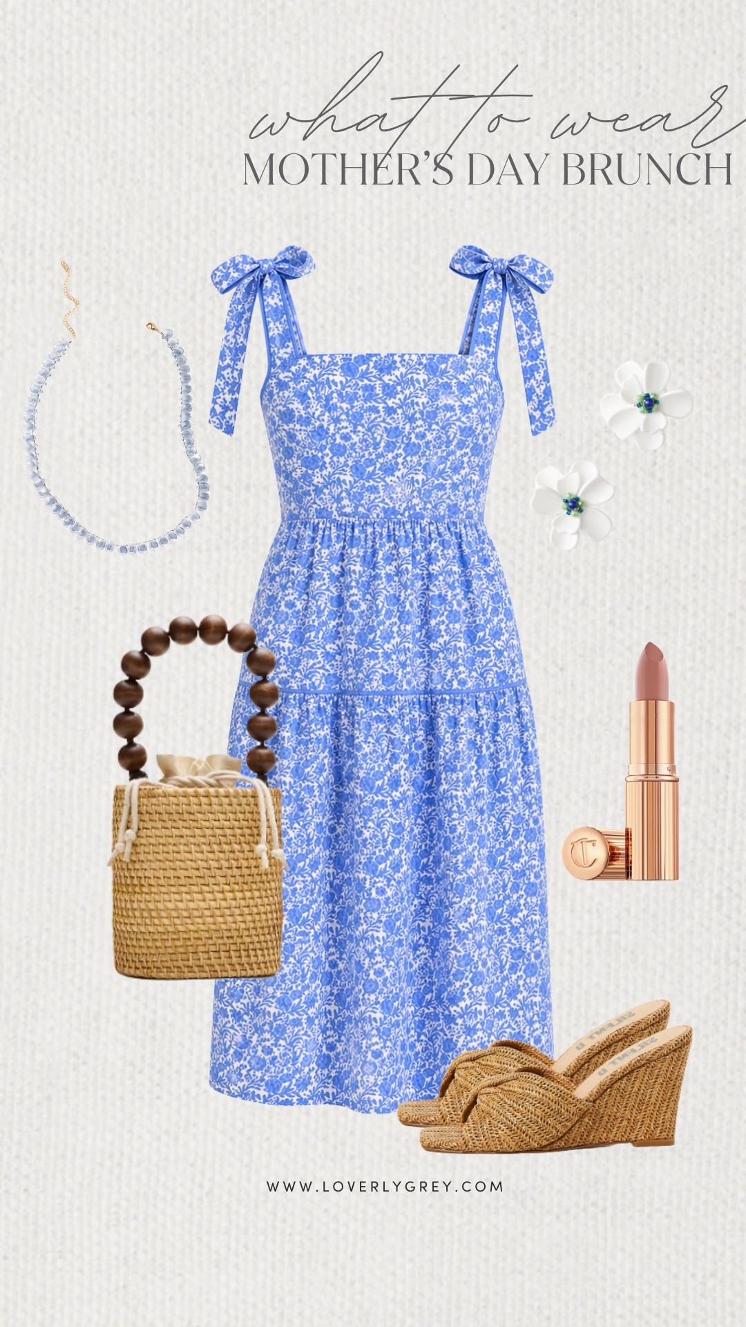 Loverly Grey, what to wear for Mother’s Day brunch! This blue printed dress is the perfect option for celebrating! Style it with a beaded necklace, a woven bag, and wedge heels to complete look! Loverly Grey, what to wear, Mother’s Day brunch

#LTKmomlife #LTKMothersDay #LTKootd