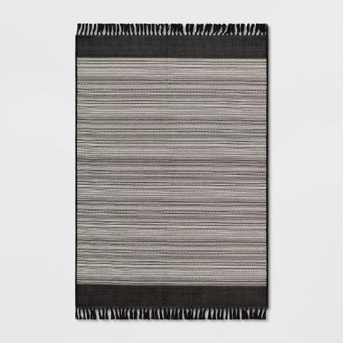 Outdoor Rug Striped Fringe Black - Project 62™ | Target