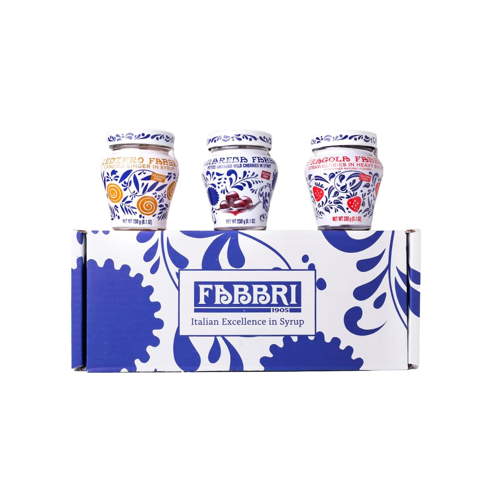 Fabbri Variety Pack Amarena Cherries in Syrup, Strawberries in Syrup and Ginger in Syrup, three j... | Amazon (US)