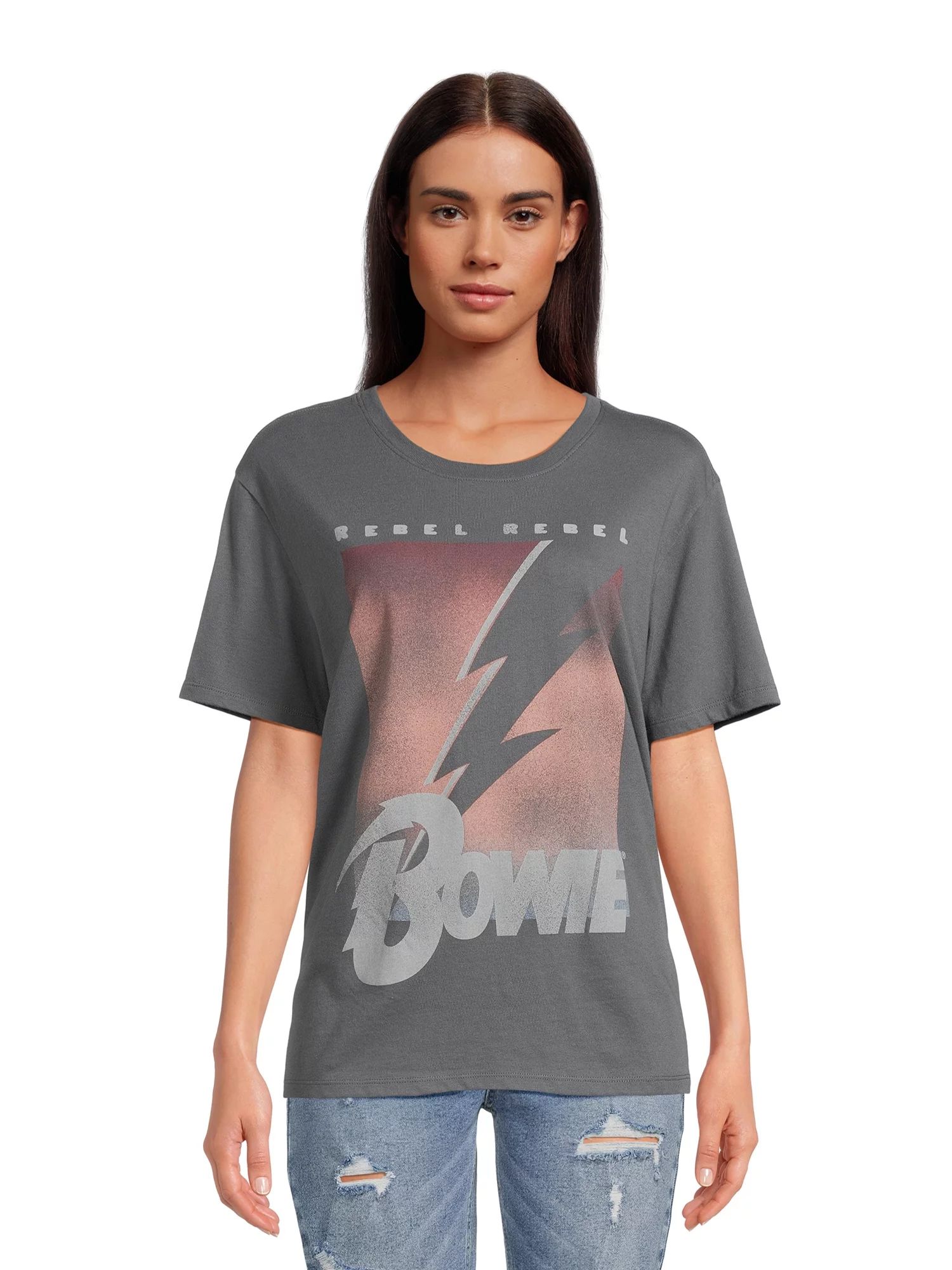 Time and Tru Women's David Bowie Graphic Tee with Short Sleeves, Sizes S-3XL | Walmart (US)