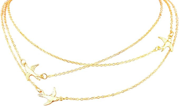 Gzrlyf Three Little Birds Necklace Multilayer Choker Necklaces for Women | Amazon (US)