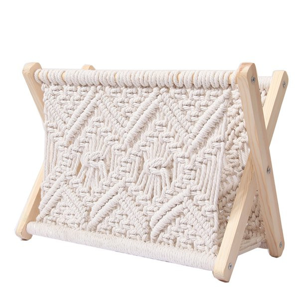 Macrame Magazine Rack Small Boho Books Newspapers Holder Organizer | Walmart (US)