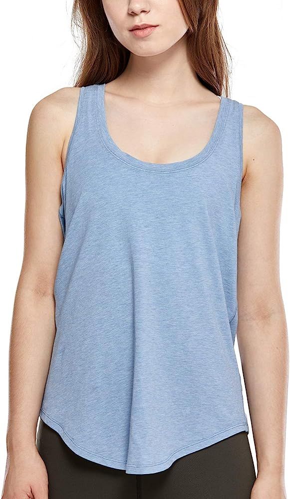 Women's Lightweight Pima Cotton Workout Tank Tops-Soft Racerback Athletic Yoga Tanks | Amazon (US)