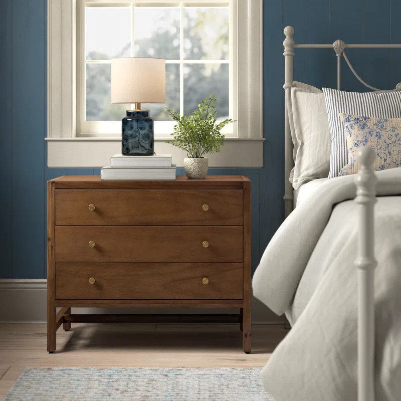 Birch Lane™ Soline 3 - Drawer Solid Wood Nightstand in Saddle Tan & Reviews | Wayfair | Wayfair North America